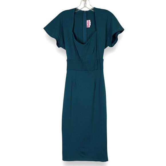 Pinup Dress Retro Vintage Midi Blue Green XS - Picture 1 of 9